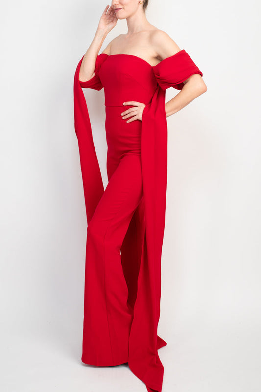 Jovani off the shoulder scuba crepe prom jumpsuit