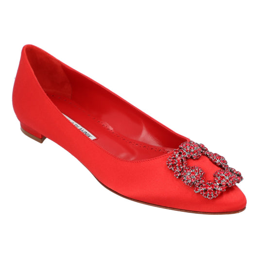 Manolo Blahnik Manolo Blahnik Hangisi Flat Red