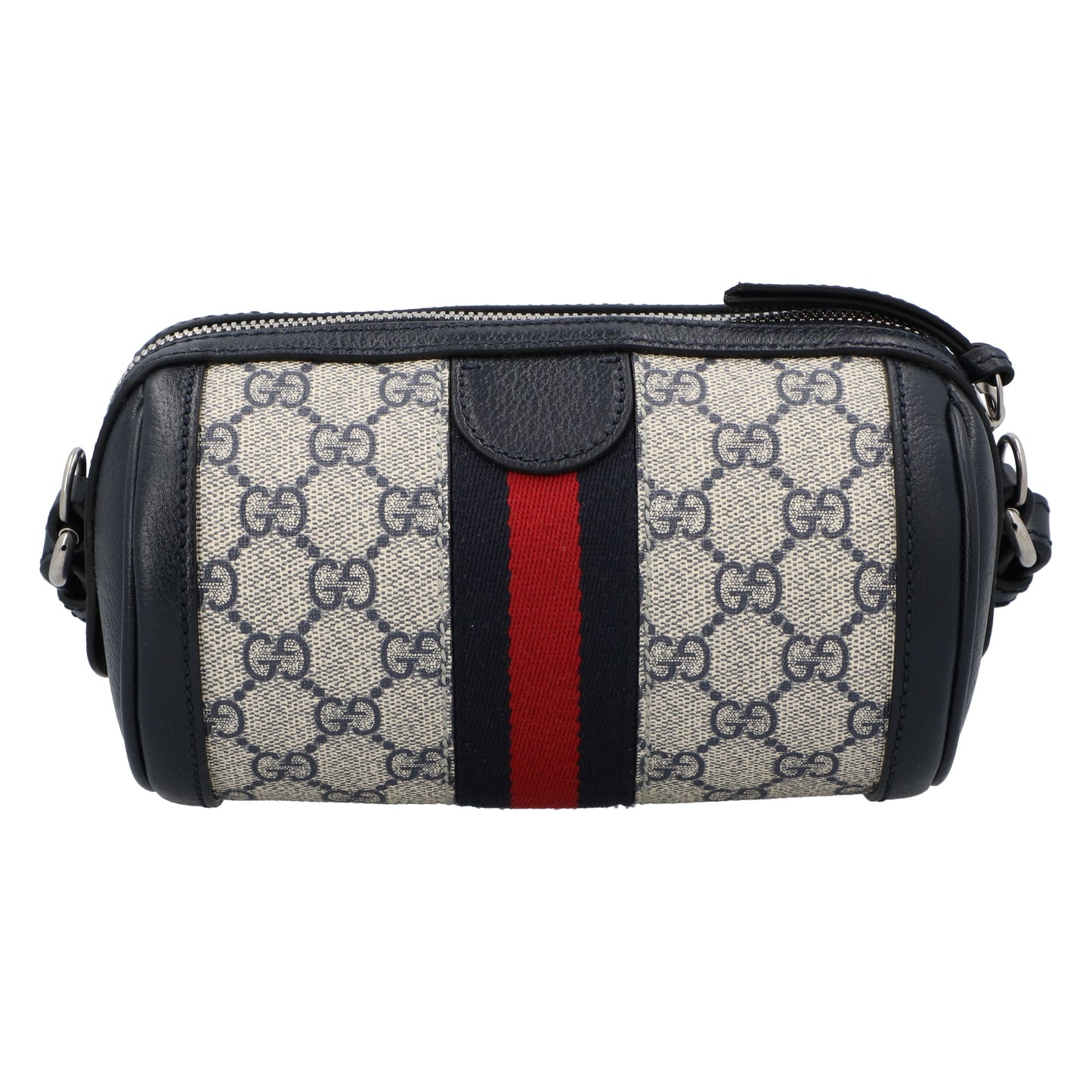 Gucci Gucci Ophidia Mini Leather- And Webbing-Trimmed Printed Coated-Canvas Shoulder Bag Blue